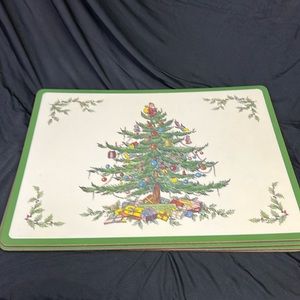 Vintage Spode Christmas Tree Acrylic Finish Place Mats